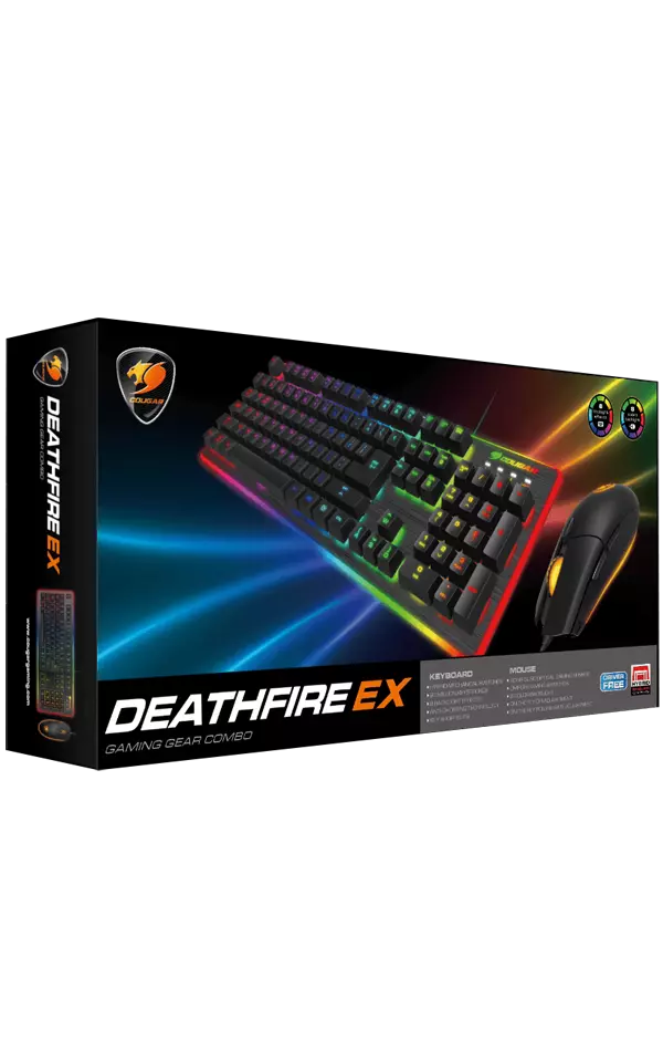 Kit clavier-souris Cougar Gaming Deathfire EX avec rétroéclairage RGB, fonction anti-ghosting.