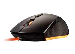 Souris de jeu Cougar Gaming Minos X2 avec capteur optique précis, six boutons programmables et rétroéclairage LED personnalisable.