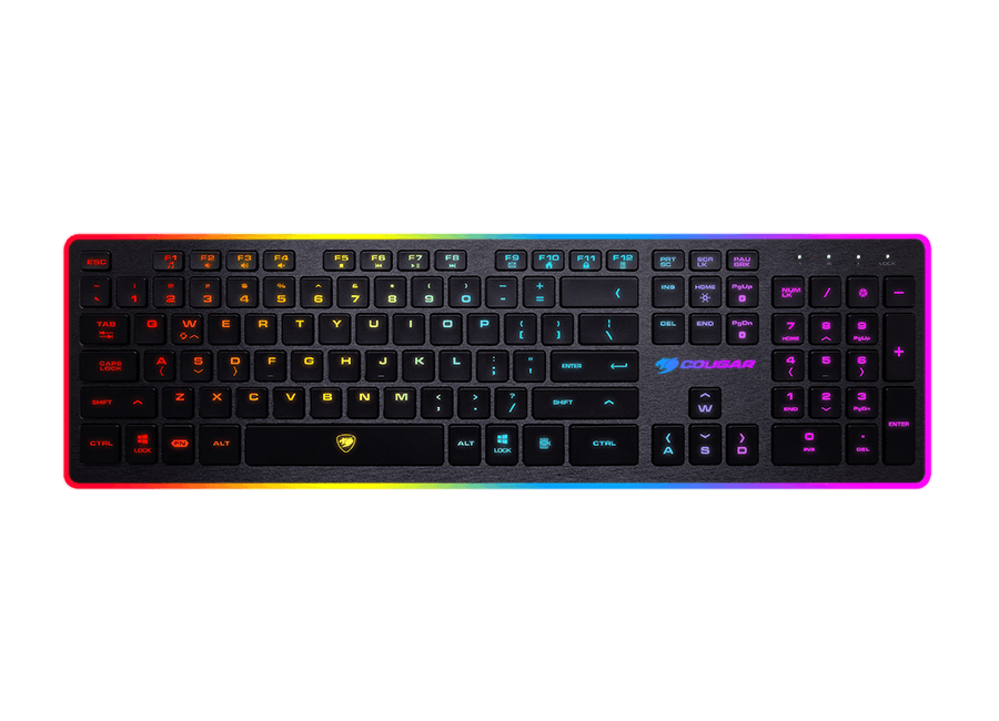 Clavier de jeu Cougar Gaming Vantar RGB avec touches à membrane et rétroéclairage RGB personnalisable.